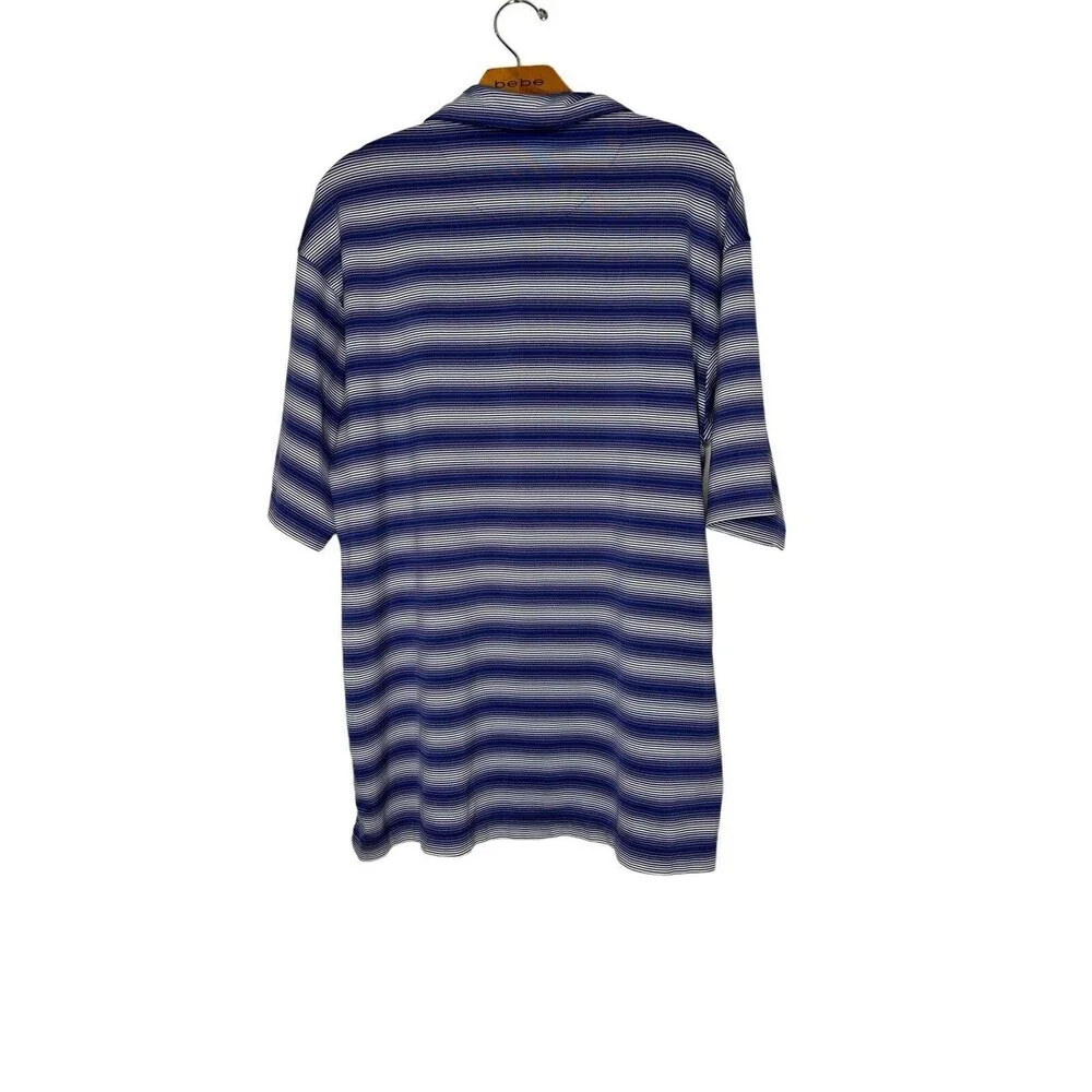 Nike Polo Shirt Mens Sz Large Multicolor Striped Dri Fit Golf Collared Pullover